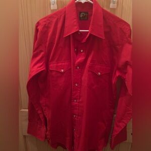 Vintage open range Red Pearl snap Button-Up Shirt size 16-34